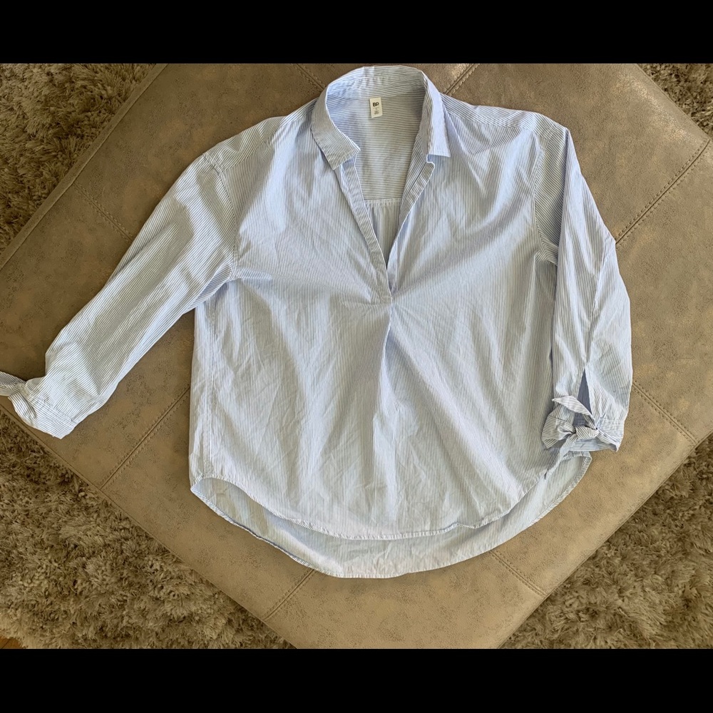 Striped BP blouse with tie detail on sleeves